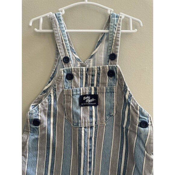 Vtg Baby B’Gosh By OshKosh Striped Overalls Vestbak Size 18 Month Gray Blue Rare - Picture 3 of 7